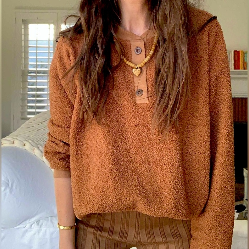 NWOT DONNI SHERPA HENLEY SWEATSHIRT SIZE L